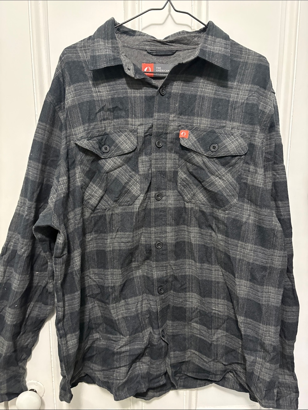 American Adventure Men's Gray Plaid Button-Down Shirt